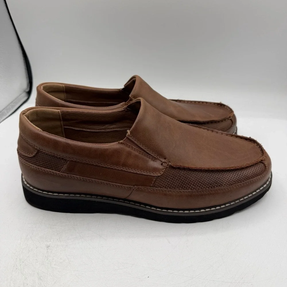 Propet Griffen Loafers Mens 11 XX 5E Wide Brown Leather Slip On Shoes MDX024L